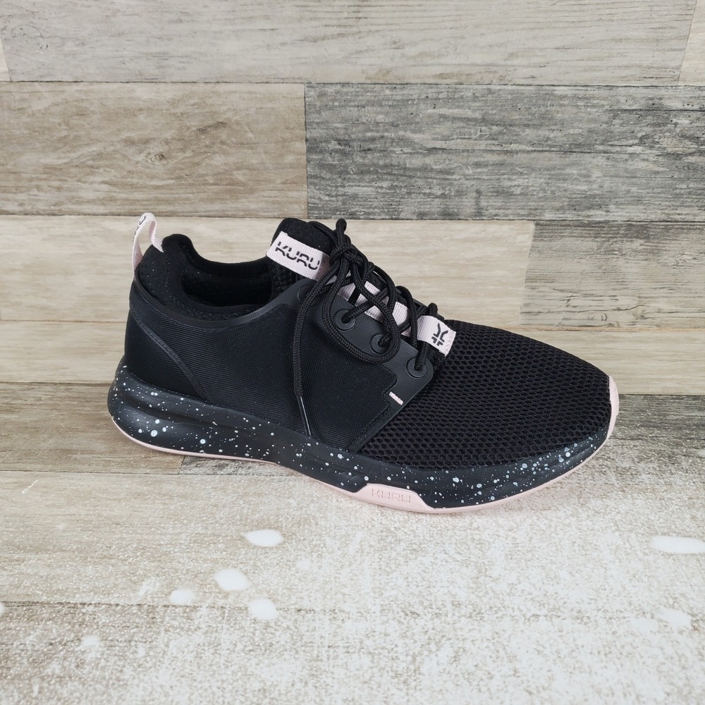 KURU Atom Womens Shoes Sz 8.5 W Running Jet Black Misty Lilac Lace Up Sneakers